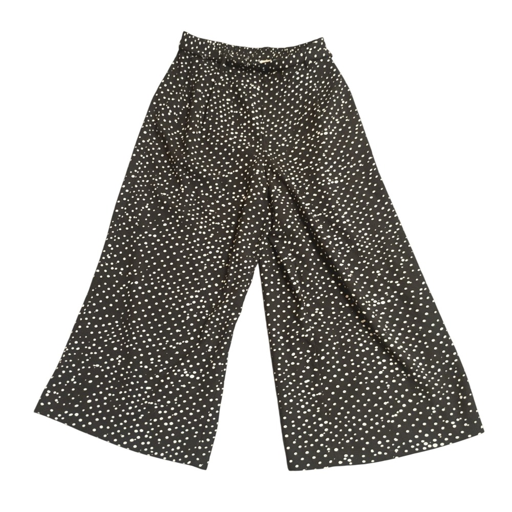Tahari Polka Dot Wide Leg Pants Womens Small Black White Culottes High Rise